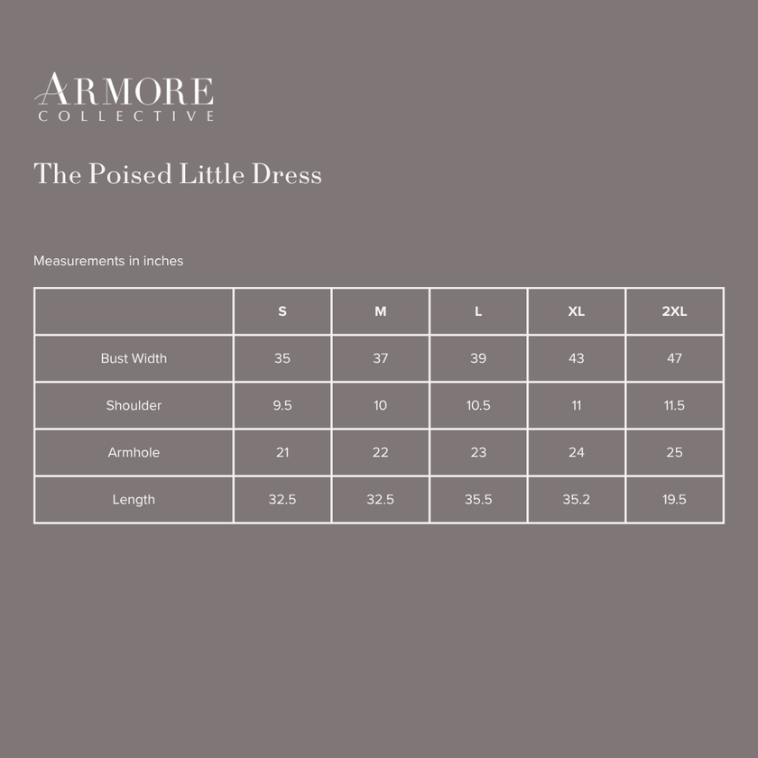 Armore Poised Little Dress Size Chart