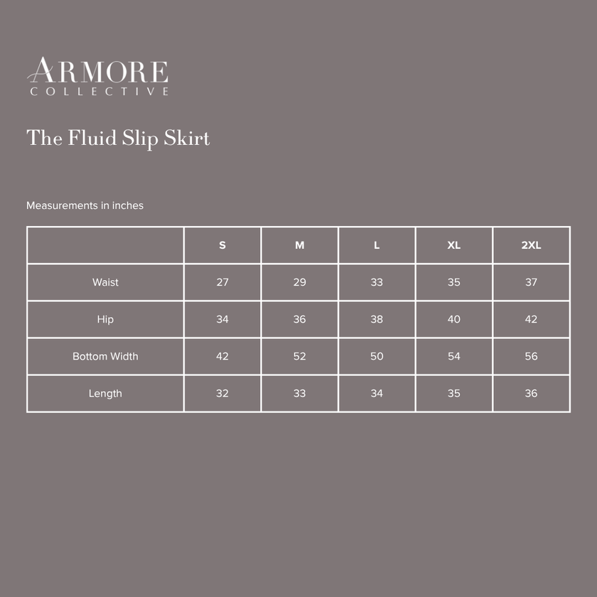 Armore slip skirt measurements