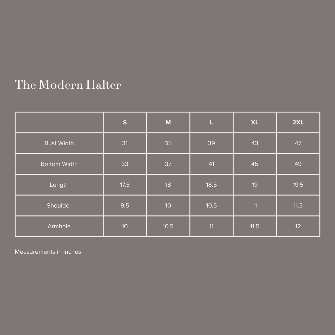 Armore halter neck measurements