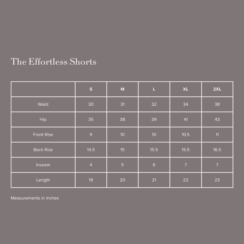 Armore A-line shorts measurements