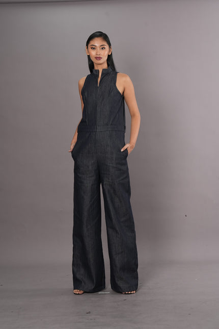 Denim low waist jumpsuit
